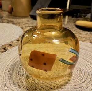 Hand Blown Art Glass Vase Signed 5 1/2"